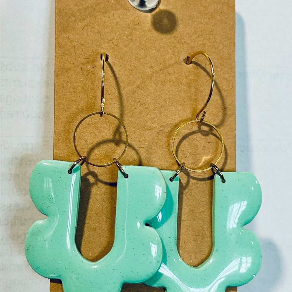 Polymer Clay Turquoise Statement Earrings.